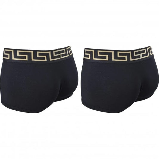 Low Rise Greca Border Boxer Trunks, Black, (2-Pack) Competitive Pricing for Bulk Orders