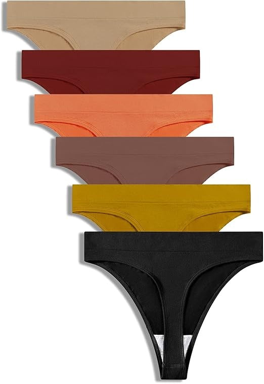 Women's Breathable Seamless Thong Panties No Show Underwear Pack