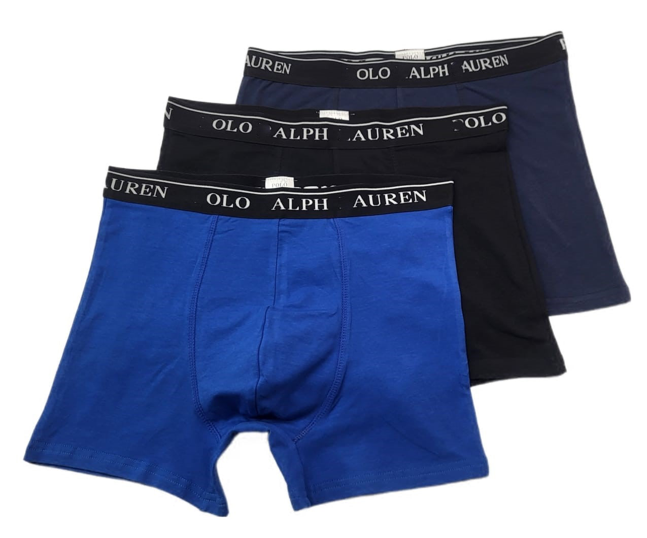 3-Pack Modern Cotton Boxer Briefs, Black/Grey/Blue