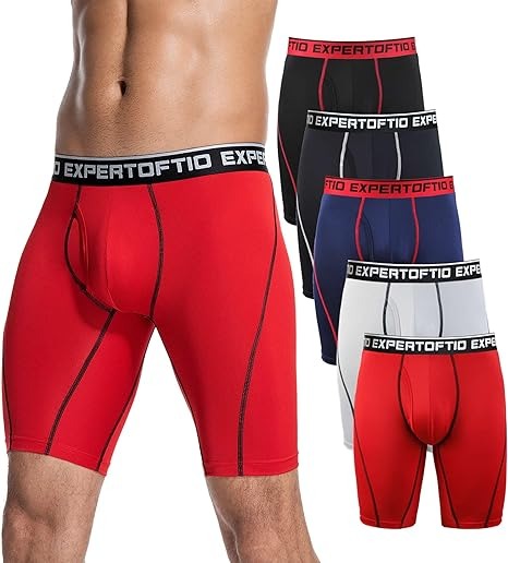 Men's Underwear 9 Inch Extra Long Leg Boxer Briefs for Men Pack, Athletic, Sport, Quick Dry, Moisture Wicking Fly Low MOQ