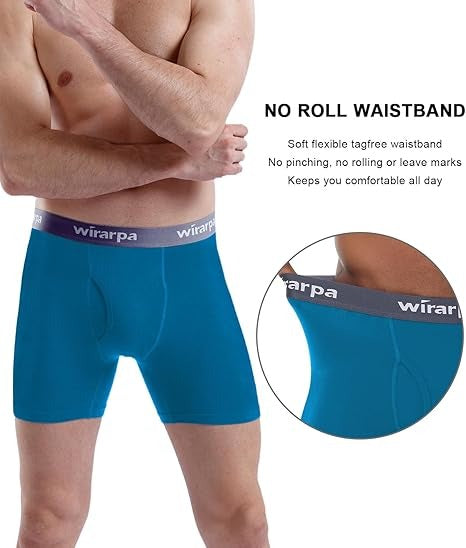 Men's Boxer Briefs Cotton Stretch Underwear Open Fly Tagless Underpants Regular Leg OEM Manufacturing