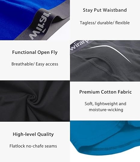 Men's Boxer Briefs Cotton Stretch Underwear Open Fly Tagless Underpants Regular Leg OEM Manufacturing