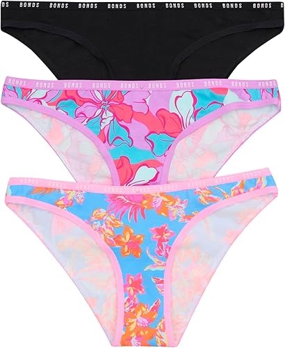 womens High-cut Bikini Panties 3-pack – Stretch Cotton-blend, Soft Everyday Comfort