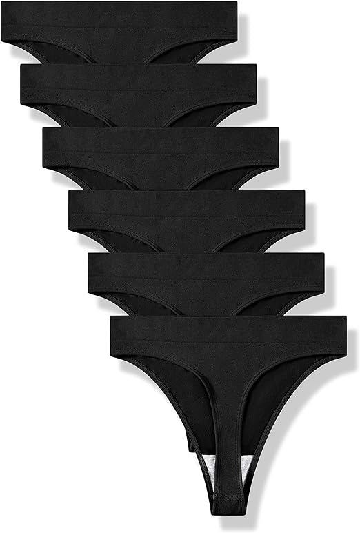 Women's Breathable Seamless Thong Panties No Show Underwear Pack UK