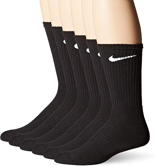 Factory Wholesale Unisex Performance Cushion Crew Socks with Band (3 Pairs), Black/White, Large