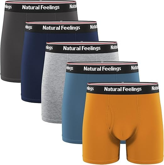NaturaPremium Quality l Feelings Boxer Briefs Mens Underwear Men Pack Soft Cotton Open Fly Underwear