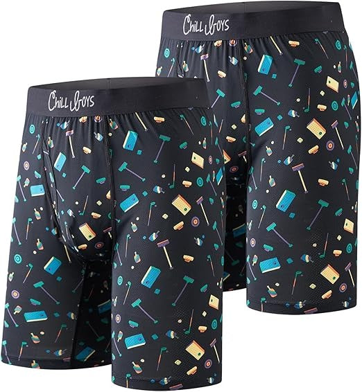 Men's Boxer Briefs 2 Pack Print Boxers. Comfortable Men's Underwear. Breathable Anti-Chafing Boxers for Men