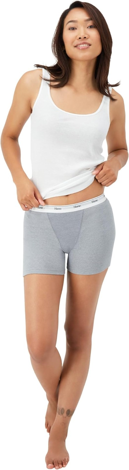 Women’s Mid-Thigh Boxer Brief Pack, Stretch Cotton Underwear, 4-Pack