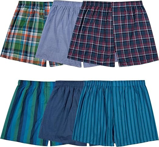 Wholesale mens Men's Tag Free Woven Boxer Shorts, Relaxed Fit, Moisture Wicking, Assorted Color Multipacks