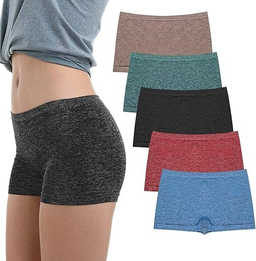 Factory Wholesale Women's Boyshort Underwear Full Coverage Seamless Panties Soft Stretch Boxer Briefs 5 Packs