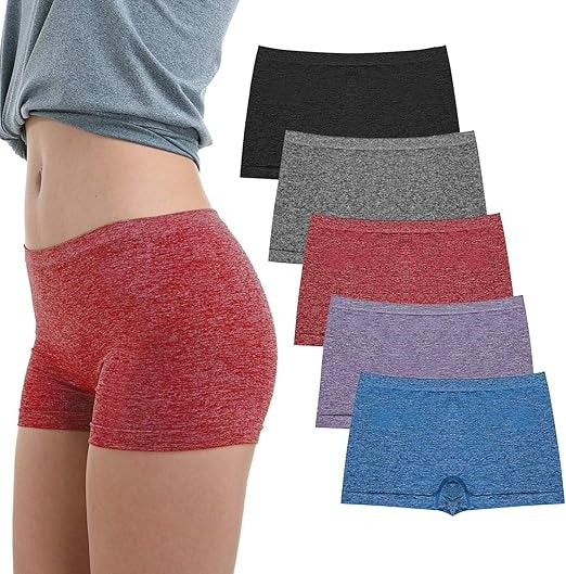 Factory Wholesale Women's Boyshort Underwear Full Coverage Seamless Panties Soft Stretch Boxer Briefs 5 Packs