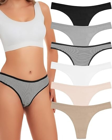 Factory Wholesale Women's Breathable Cotton Thong Panties Pack of 6 UK