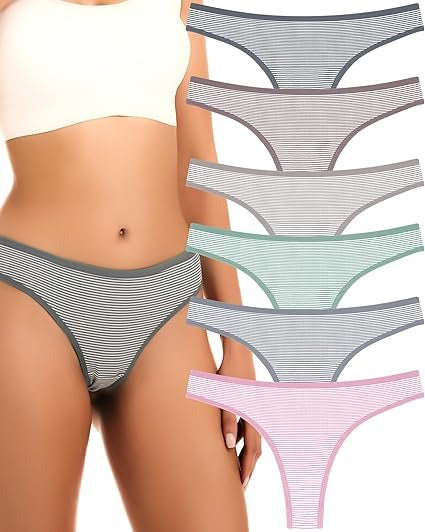 Factory Wholesale Women's Breathable Cotton Thong Panties Pack of 6 UK